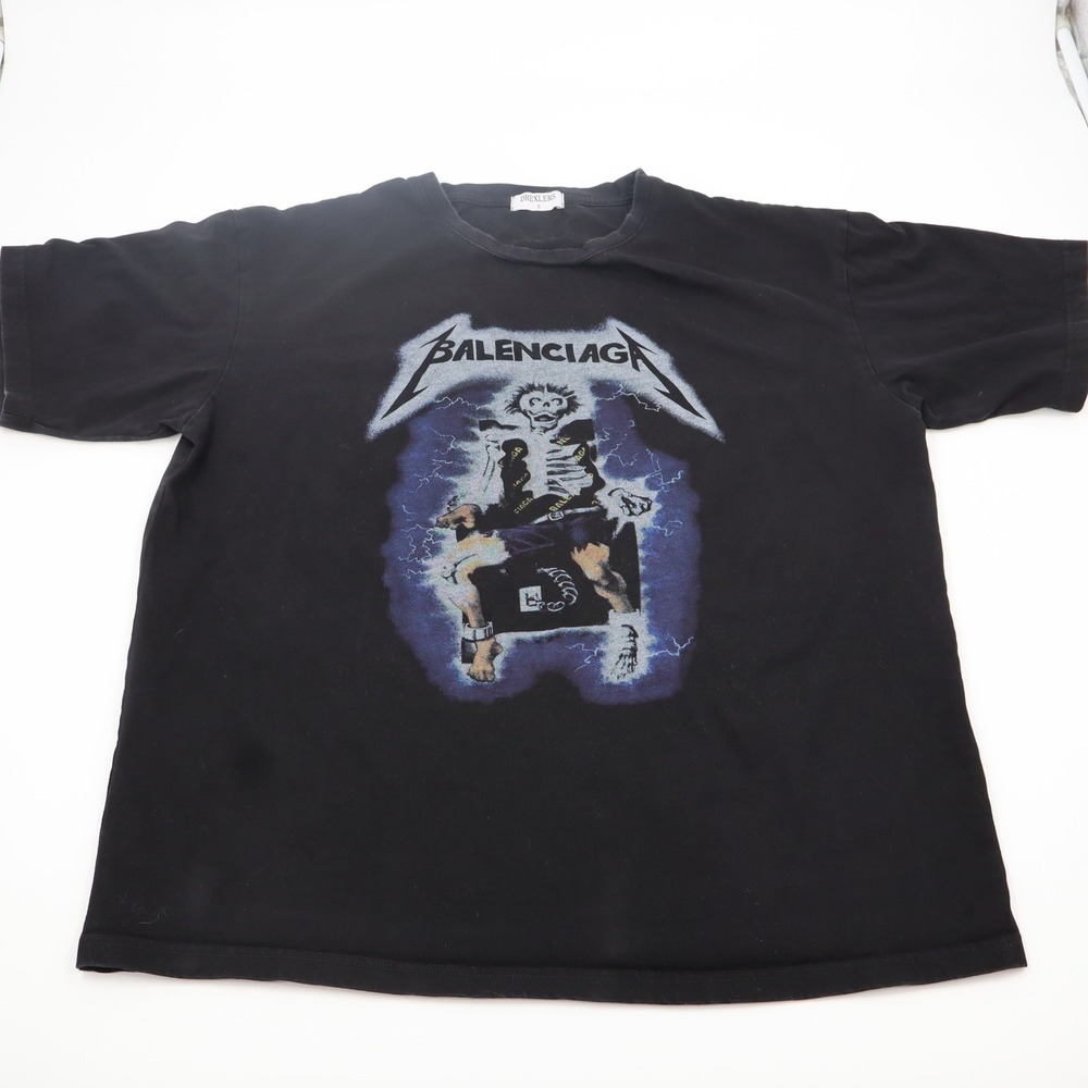 Drexlers Graphic T-Shirt Mens 3 Black Balenciaga Parody Skeleton Metal Tee